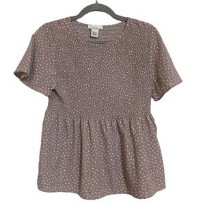 URBAN ROMANTICS peasant peplum polka dot top‎ size Medium
